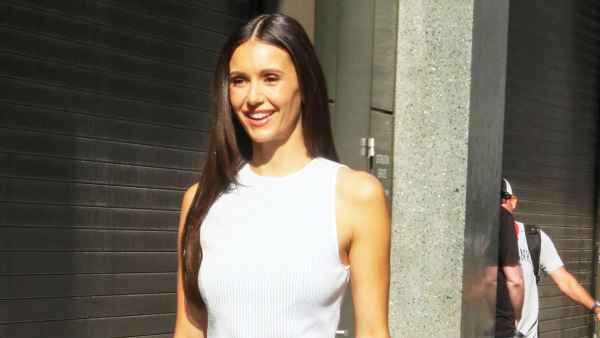 Nina Dobrev is seen at the "Live with Kelly and Mark" show on June 30, 2026 in New York City.