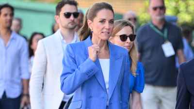 Catherine, Princess of Wales smiles as she attends day four of the 2026 Wimbledon Tennis Championships at the All England Lawn Tennis and Croquet Club on July 02, 2026 in London, England.