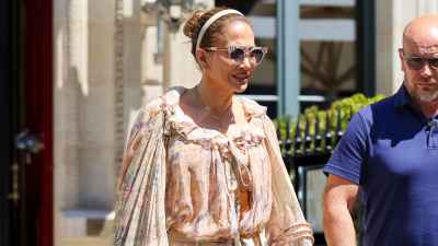 Jennifer Lopez is seen leaving her hotel on July 11, 2026 in Paris, France.