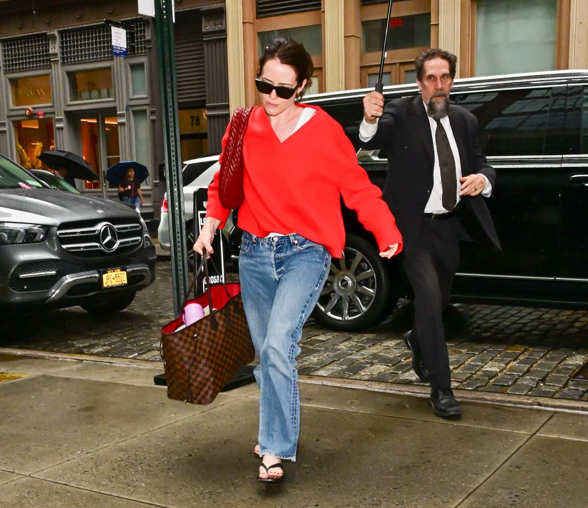 Claire Foy is seen in SoHo on July 28, 2026 in New York City.