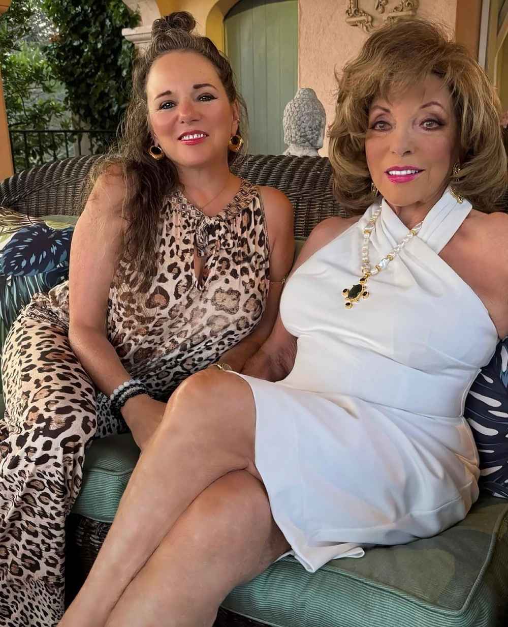 Joan Collins Serves Timeless Glamour in Swimsuit and White Dress With Ex Bond Girl
