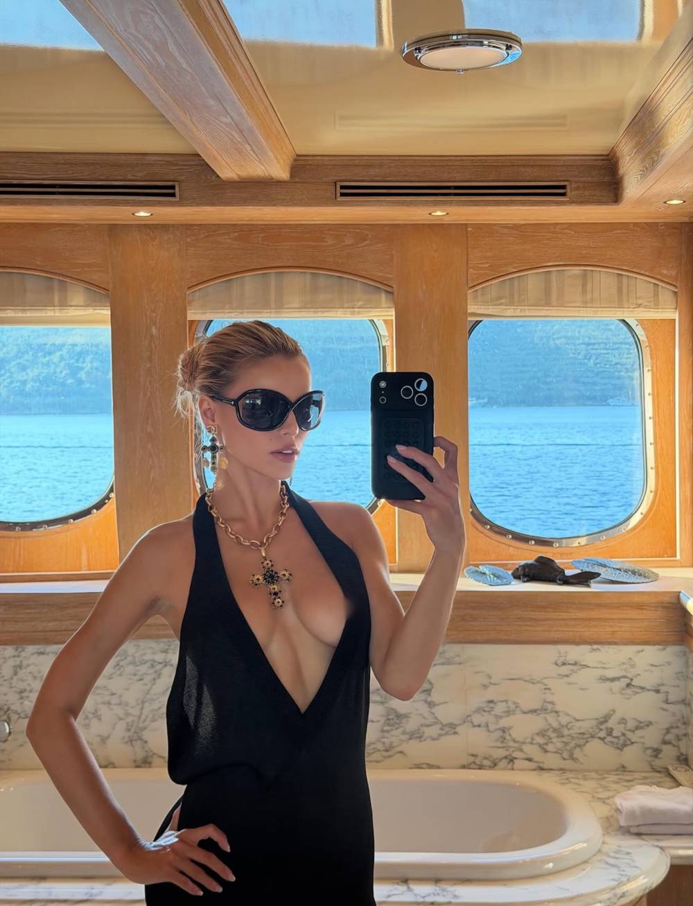 Brooks Nader Flaunts Her Curves in Sexy Swimwear While Posing on a Yacht in the Mediterranean Sea
