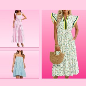 pink, yellow and blue dress