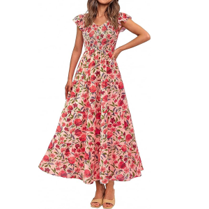 Prettygarden Flowy Smocked Maxi Sundress
