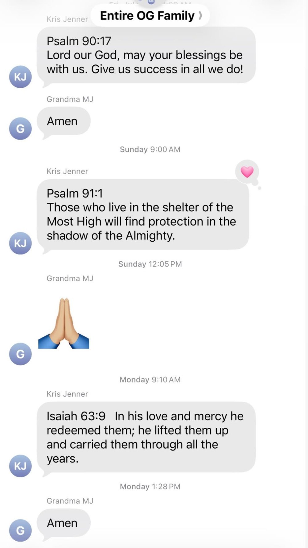 Kim Kardashian Seemingly Shares Her Familys Final Text Messages With Late Grandmother MJ Shannon