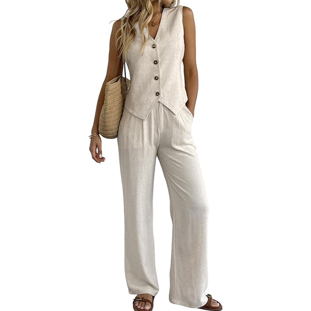 Heipeiwa Two Piece Linen Matching Set