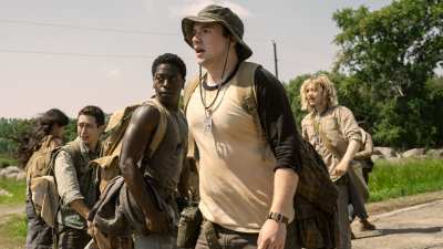 Joshua Odjick, Jordan Gonzalez, David Jonsson, Cooper Hoffman, Charlie Plummer in The Long Walk