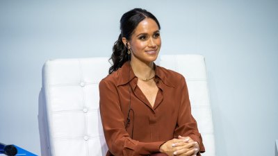 Meghan, Duchess of Sussex, during a forum about digital responsibility at EAN University during a visit around Colombia on August 15, 2024 in Bogota, Colombia.