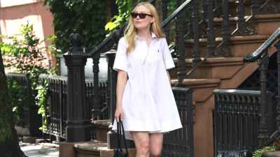 Dakota Fanning is seen filming a Polo by Ralph Lauren commercial in Downtown Manhattan on August 24, 2026 in New York City.