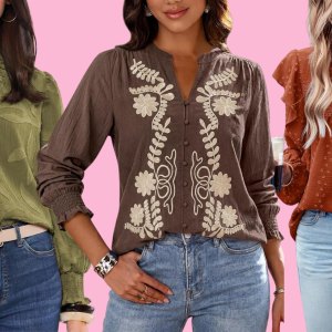 green, brown and orange blouses