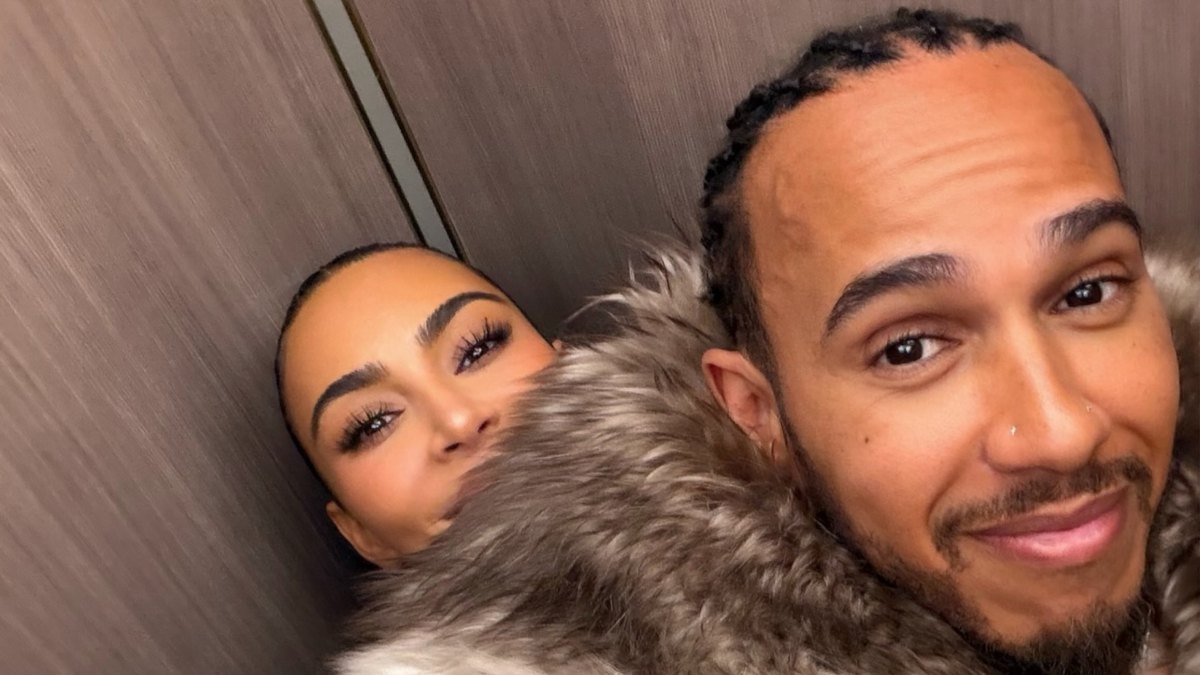 Kim Kardashian Cuddles Up to Lewis Hamilton in New Selfies