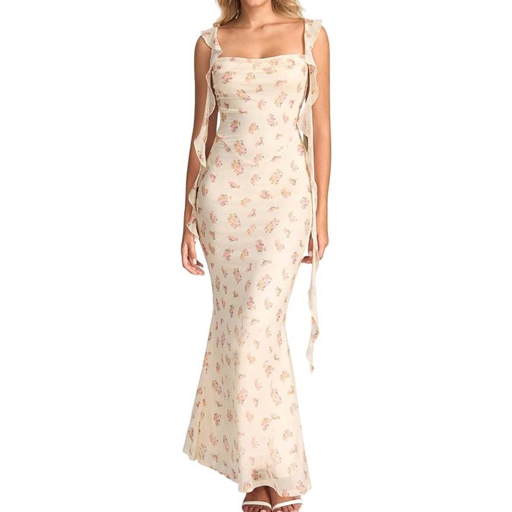 Kutumai Ruffle Long Floral Maxi Dress&nbsp;