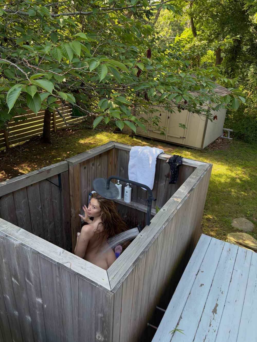 Gabby Windey Shows Off Nude Body in Outdoor Shower Pics Captured by Wife Robby Hoffman: 'Peepin Tom'