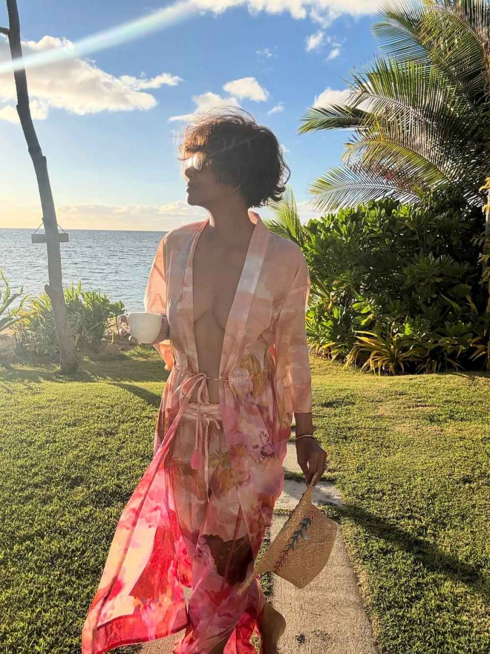 Halle Berry Goes Topless in Sheer Beach Cover-Up in Fiji