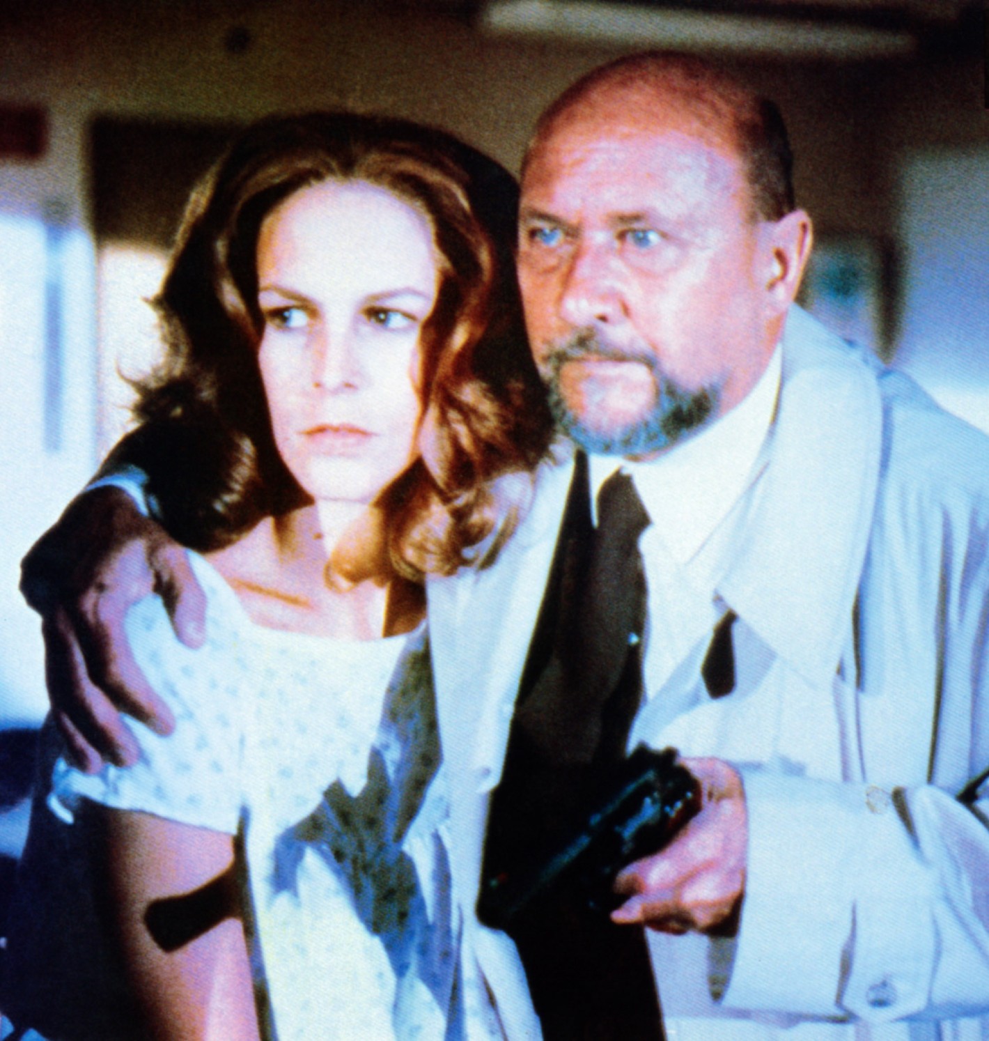Jamie Lee Curtis and Donald Pleasence in Halloween II