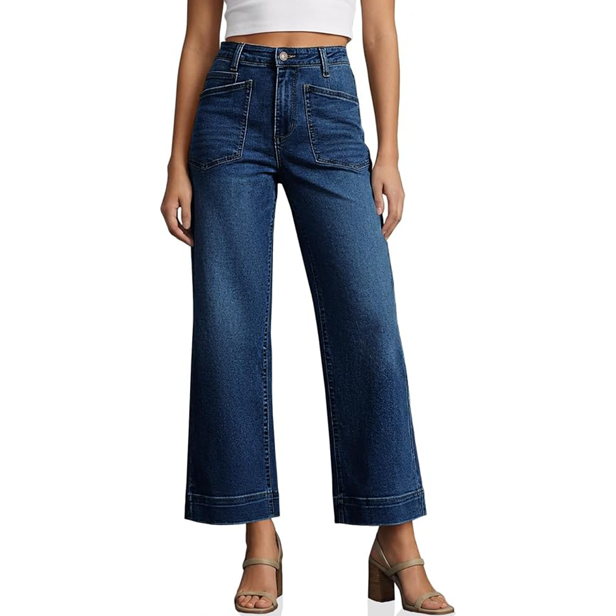 Cicy Bell Womens Cropped Wide Leg Jeans