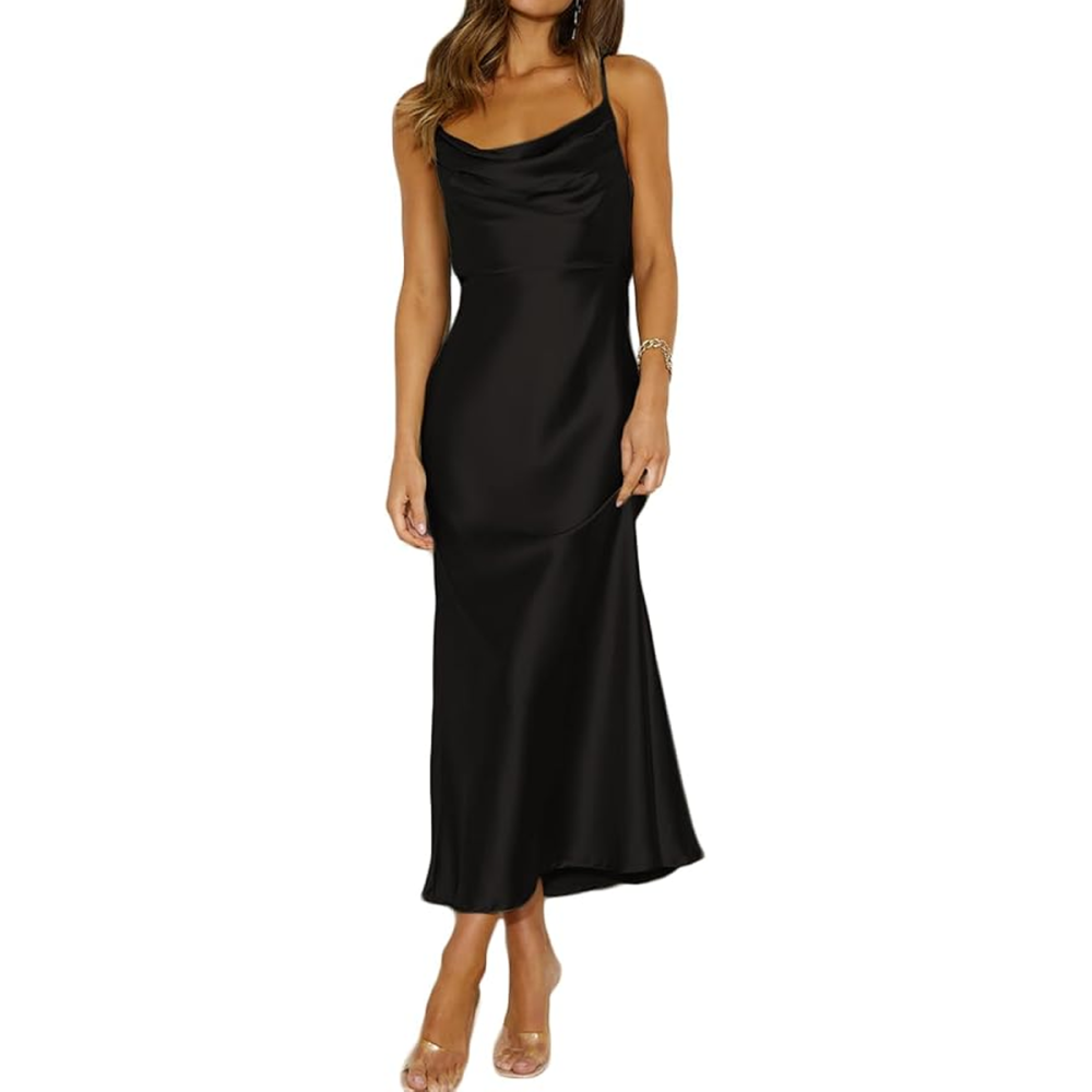 Mogidol Satin Cowl Neck Midi Dress&nbsp;