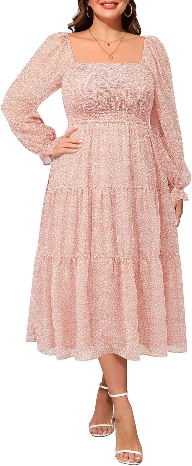 Plus Size Chiffon Midi Dress