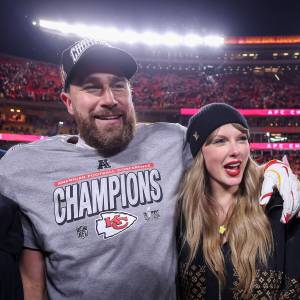 Taylor Swift Dazzles in Metallic Halter Dress With Husband Travis Kelce on NYC Date Night