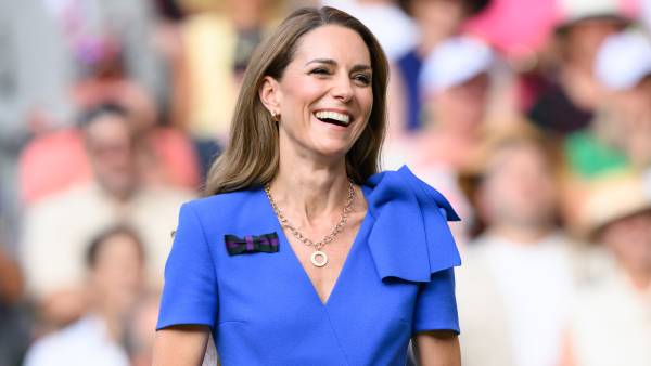 Catherine, Princess of Wales attends day fourteen of the Wimbledon Tennis Championships at the All England Lawn Tennis and Croquet Club on July 13, 2025 in London, England.