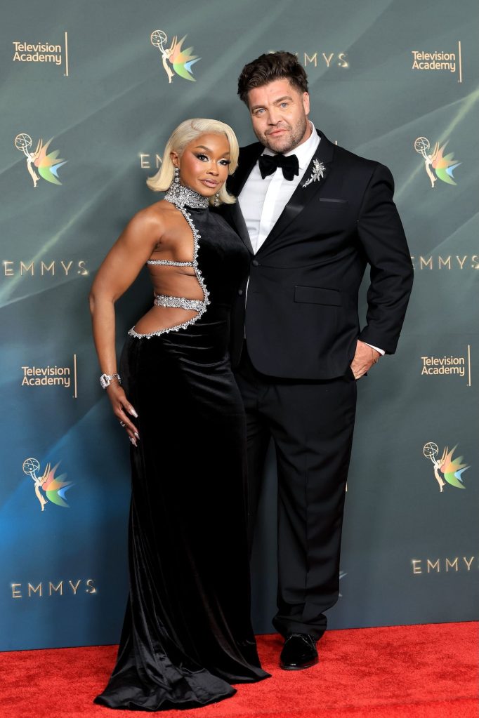 GettyImages-2293732550 Phaedra Parks Makes Red Carpet Debut With Traitors Costar Chris CT Tamburello at Creative Arts Emmys
