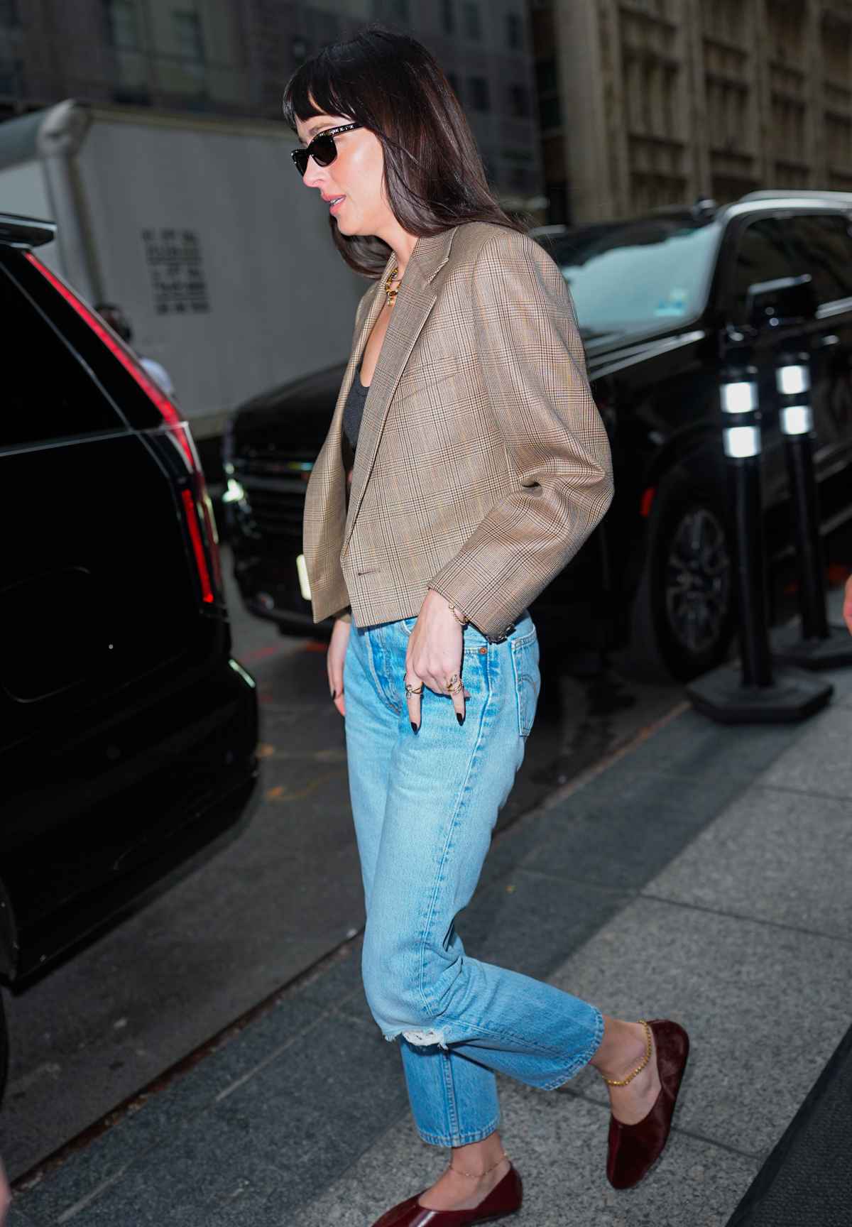 Dakota Johnson is seen on September 17, 2026 in New York City.