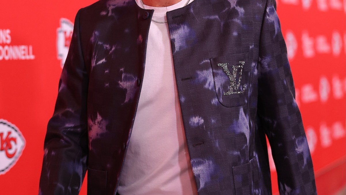 Travis Kelce Looks Sharp in a $5K Louis Vuitton Jacket at Chiefs Game