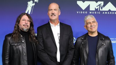Dave Grohl, Krist Novoselic and Pat Smear of Nirvana posing on the red carpet at the 2026 MTV Video Music Awards.