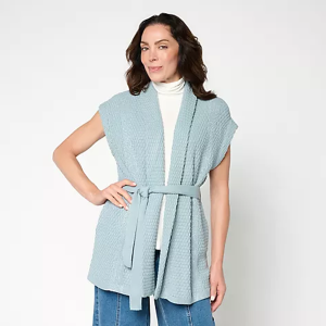 Signature Sleeveless Sweater Cardigan w Belt