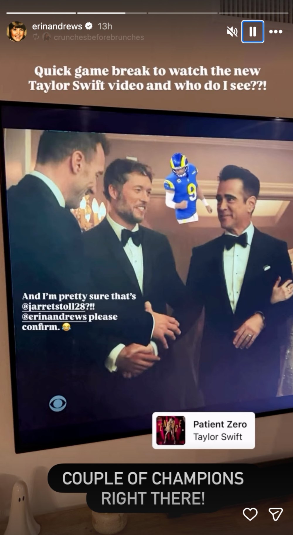 Erin Andrews Reacts to Husbands Cameo in Taylor Swifts Patient Zero Video With Matthew Stafford