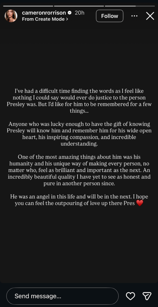 Presley Gerbers Ex Cameron Rorrison Recalls His Most Beautiful Quality Presley Gerbers Ex Cameron Rorrison Recalls His Most Beautiful Quality