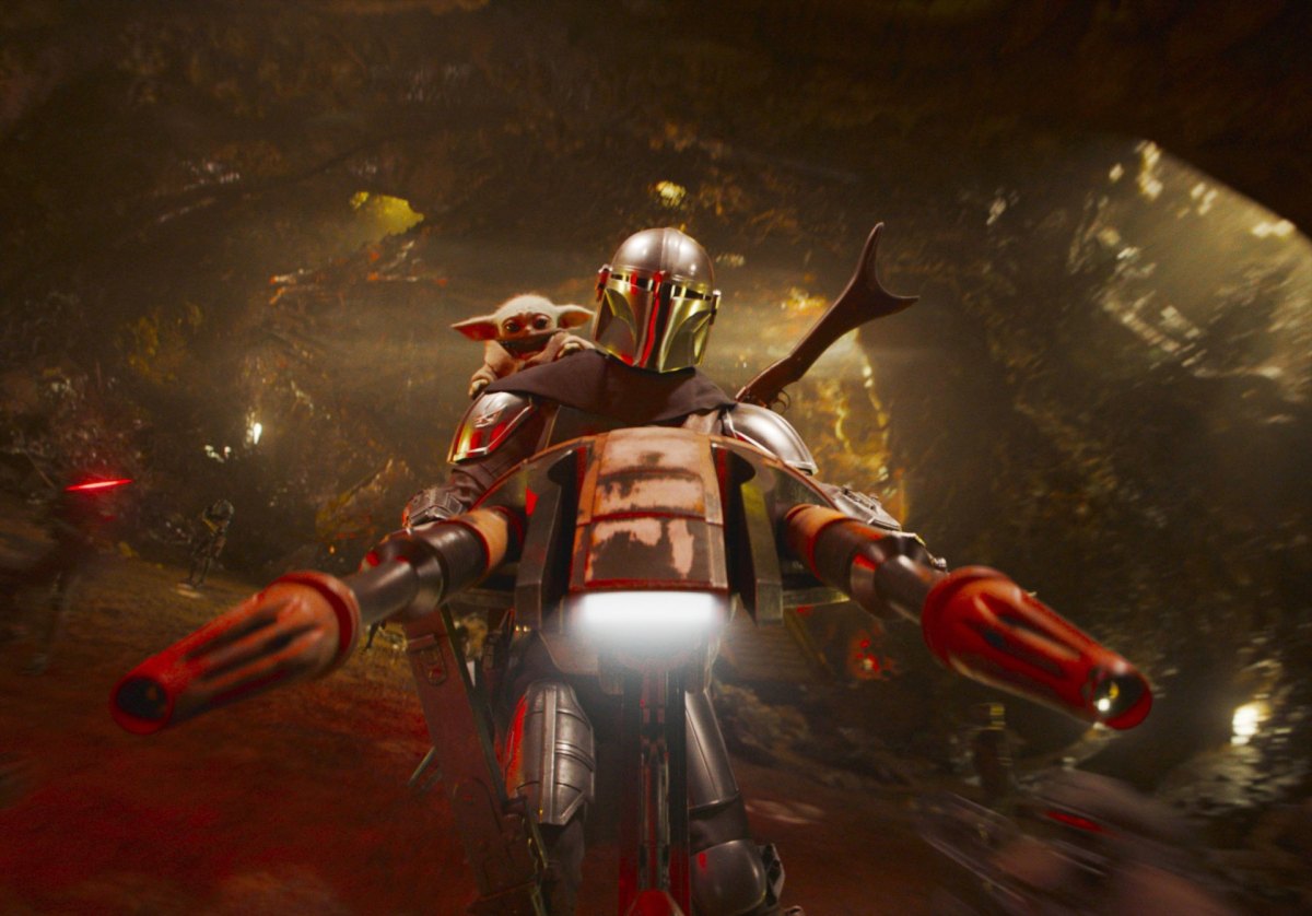 Grogu, Pedro Pascal as The Mandalorian / Din Djarin in Star Wars: The Mandalorian and Grogu