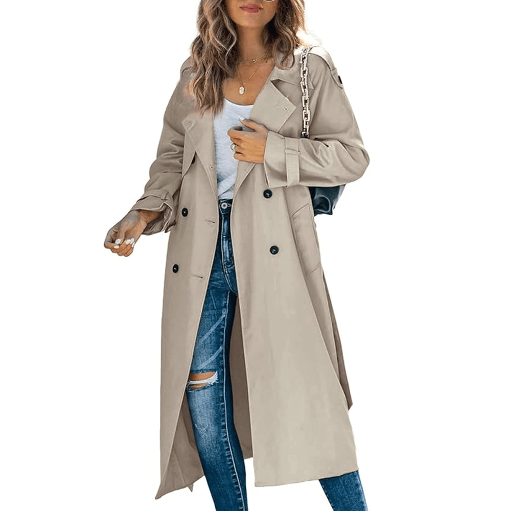 Makkrom Double Breasted Long Trench Coat
