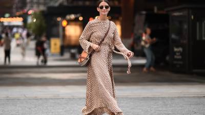 A guest is seen wearing a Jason Wu dress outside the Jason Wu show during New York Fashion Week S/S20 on September 08, 2019 in New York City.