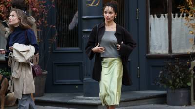Zoë Kravitz is seen on the set of "Die Alive" on October 14, 2026 in New York City.