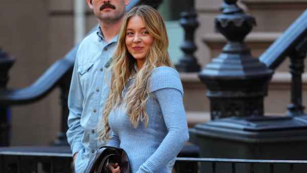 Sydney Sweeney is seen on the set of "The Housemaid's Secret" on October 15, 2026 in Hoboken, New Jersey.