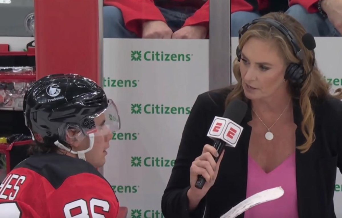 NHL Star Jack Hughes Has Very Awkward Live TV Interview Calls Out Female Reporter for Weird Joke