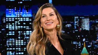 THE TONIGHT SHOW STARRING JIMMY FALLON -- Episode 1945 -- Pictured: Model Gisele Bündchen during an interview on Thursday, March 21, 2024 -- (Photo by: Todd Owyoung/NBC via Getty Images)