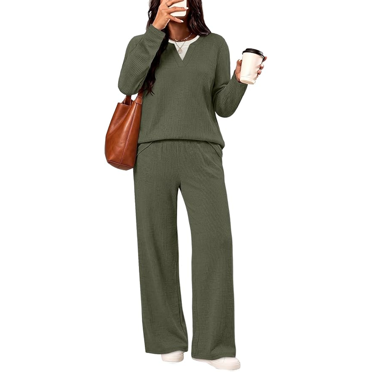WIHOLL 2 Piece Sets for Women Casual Fall Outifts Lounge Set Matching Sets