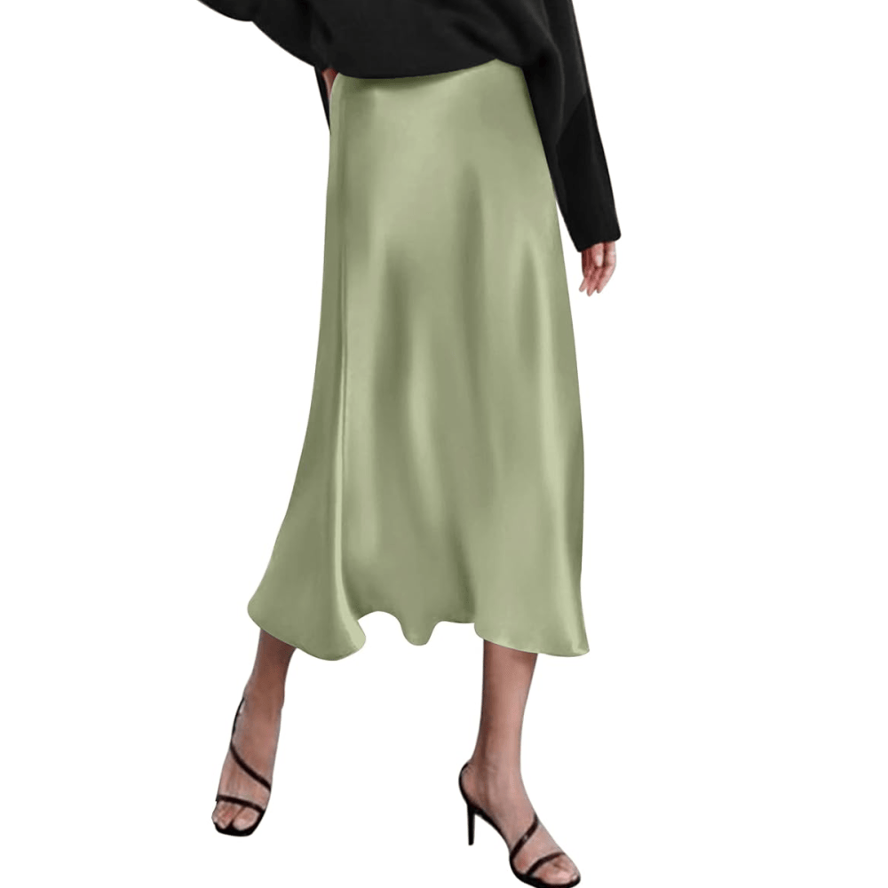 Zeagoo High Waist Midi Satin Skirts