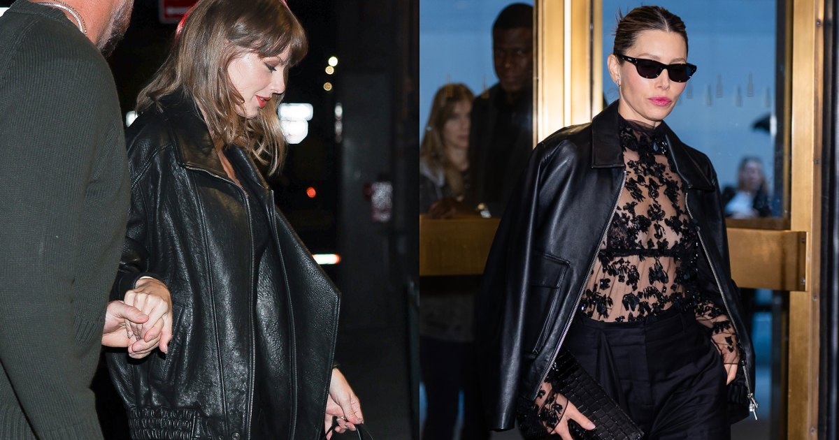 Taylor Swift and Jessica Biel Know! Baggy Leather Jackets Are a Fall Must Taylor Swift and Jessica Biel Know! Baggy Leather Jackets Are a Fall Must