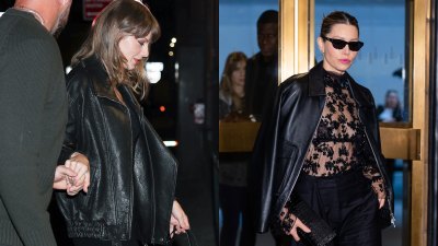 Taylor Swift and Jessica Biel leather jackets