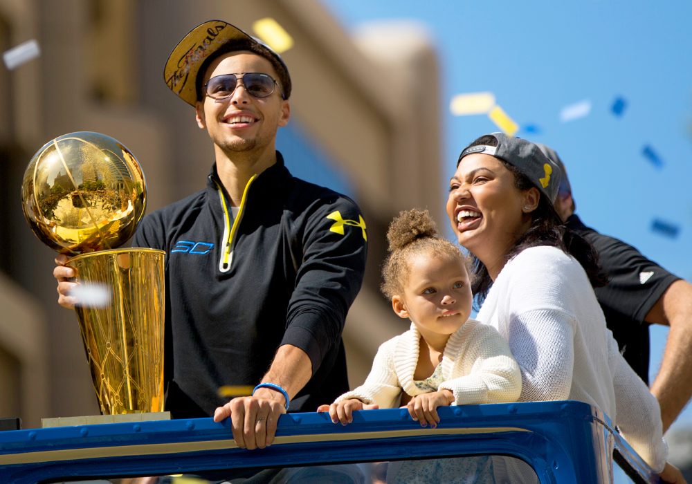 Stephen Curry, Riley Curry and Ayesha Curry