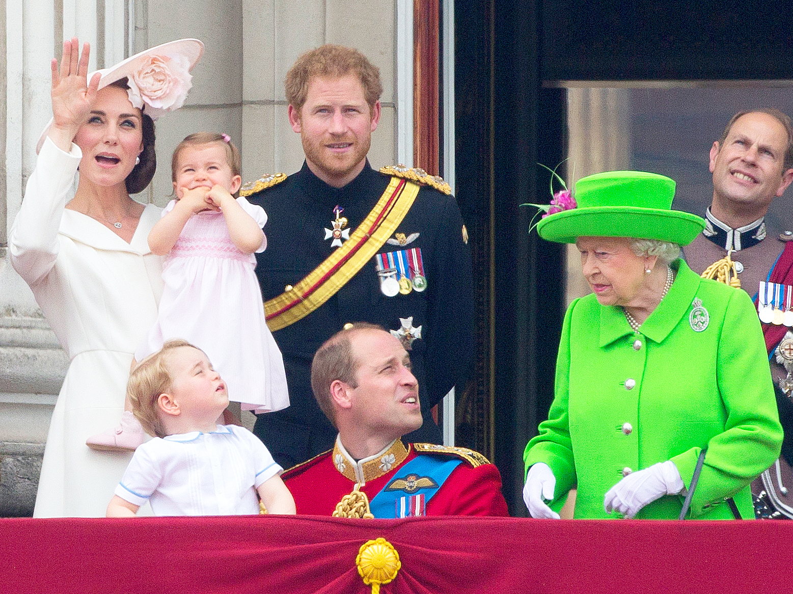 Kate Middleton, Princess Charlotte, Prince George, Prince Harry Prince William and Queen Elizabeth
