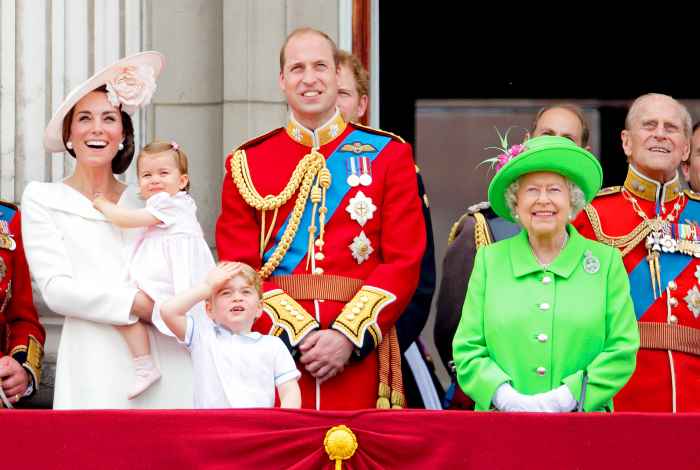 Kate Middleton, Princess Charlotte, Prince George, Prince William, Prince Harry and Queen Elizabeth