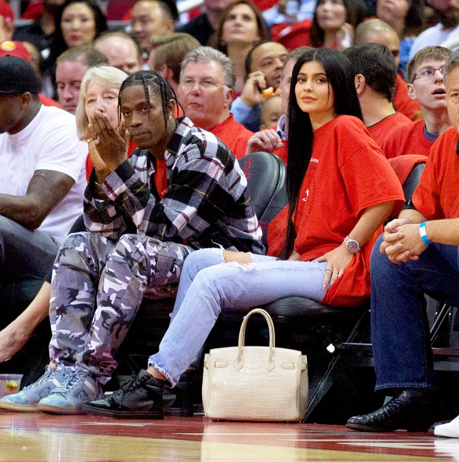 Kylie Jenner, Travis Scott Look Flirty at NBA Playoffs: Pics