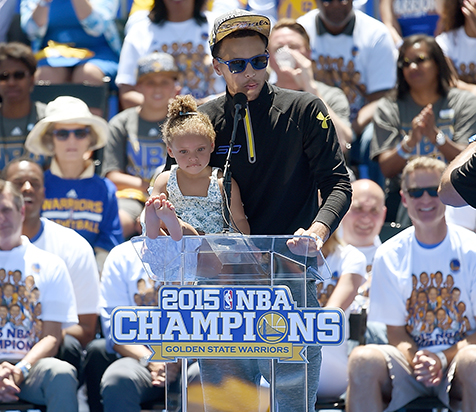 Stephen Curry's Daughter Riley Rides Float at Warriors Parade: Photos!