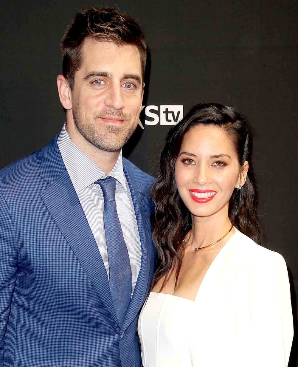 Aaron Rodgers and Olivia Munn attend the DirecTV and Pepsi Super Saturday Night featuring Red Hot Chili Peppers at Pier 70 on February 6, 2016 in San Francisco, California.