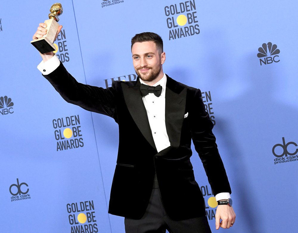 Aaron Taylor-Johnson, winner of Best Performance by an Actor in a Supporting Role for 'Nocturnal Animals', poses in the press room at the 74th Annual Golden Globe Awards.