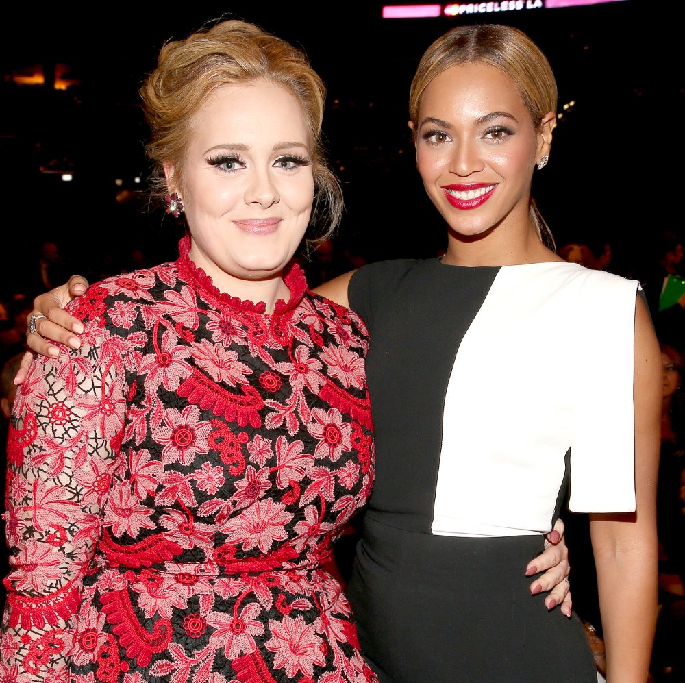 Adele and Beyonce attend the 55th Annual GRAMMY Awards at STAPLES Center on February 10, 2013 in Los Angeles, California.